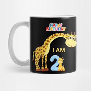 Cute girl Giraffe Birthday Party 2 Years Old Mug